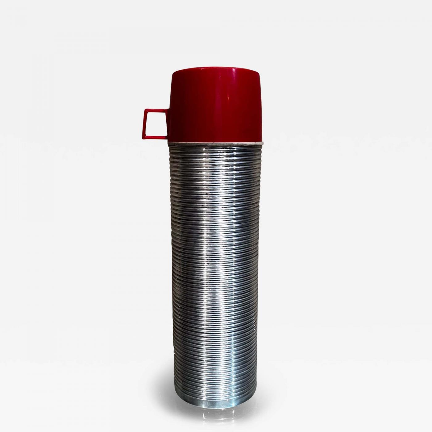 Vintage Icy Hot Red and Grey Thermos, Made by the American Thermos Products  Co., Mid Century Geometric Design Circa 1960's 