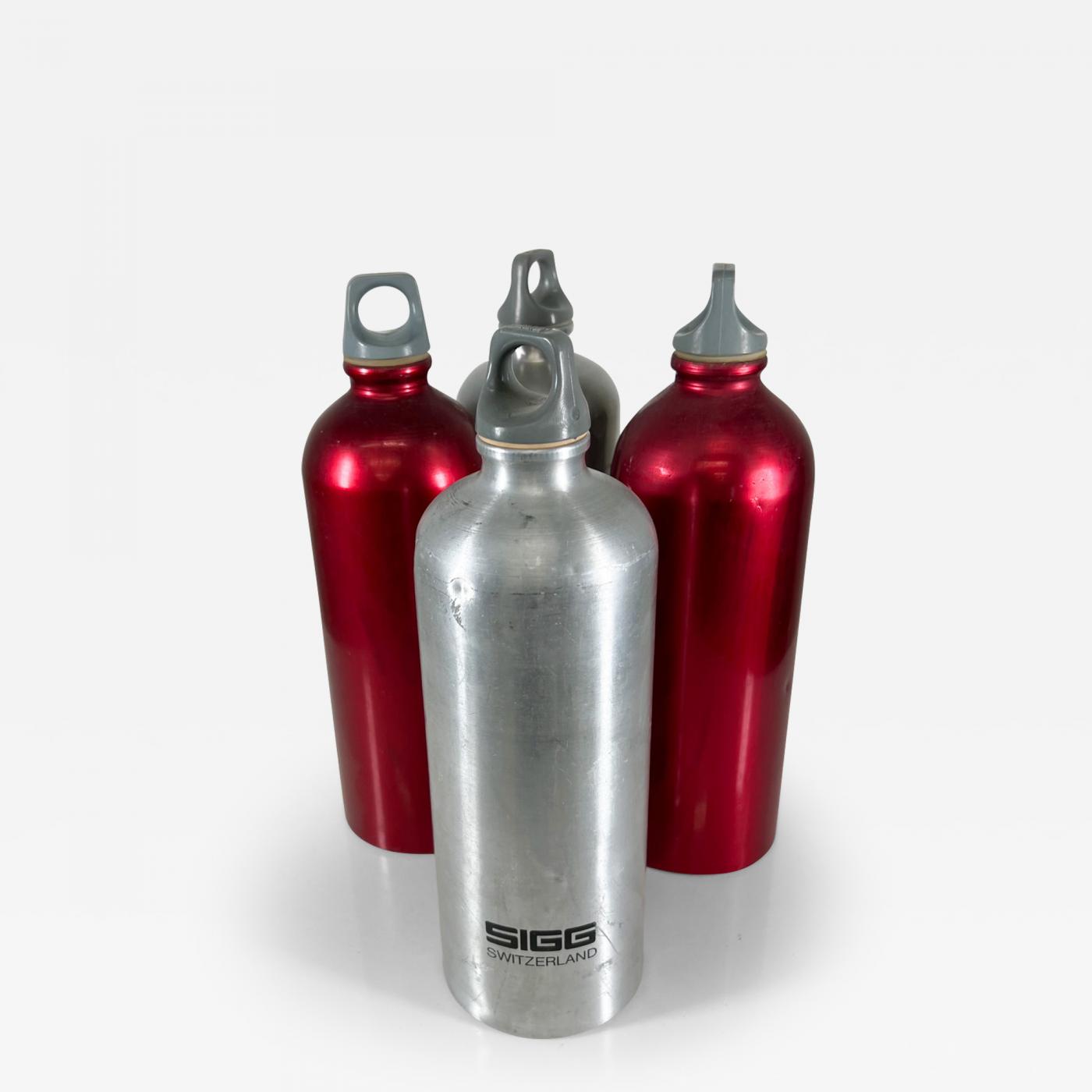 1980s SIGG Switzerland Quality Swiss Water Bottles Aluminum Traveler Set of  4