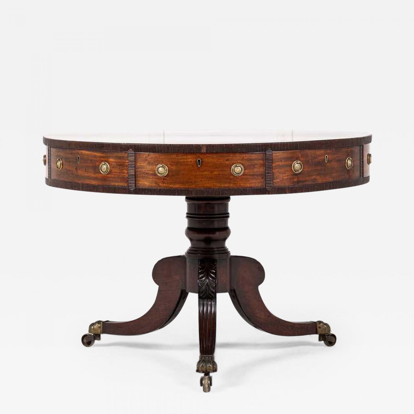 19th Century English Regency Mahogany Drum Table