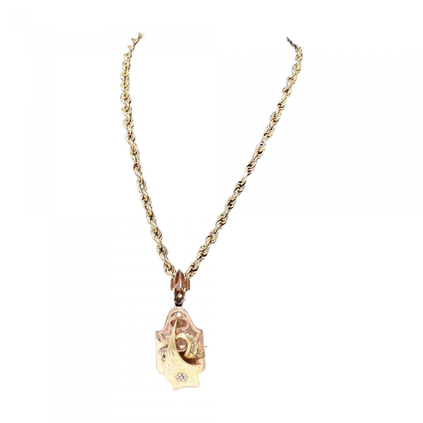 19th Century Gold Necklace with a Large 