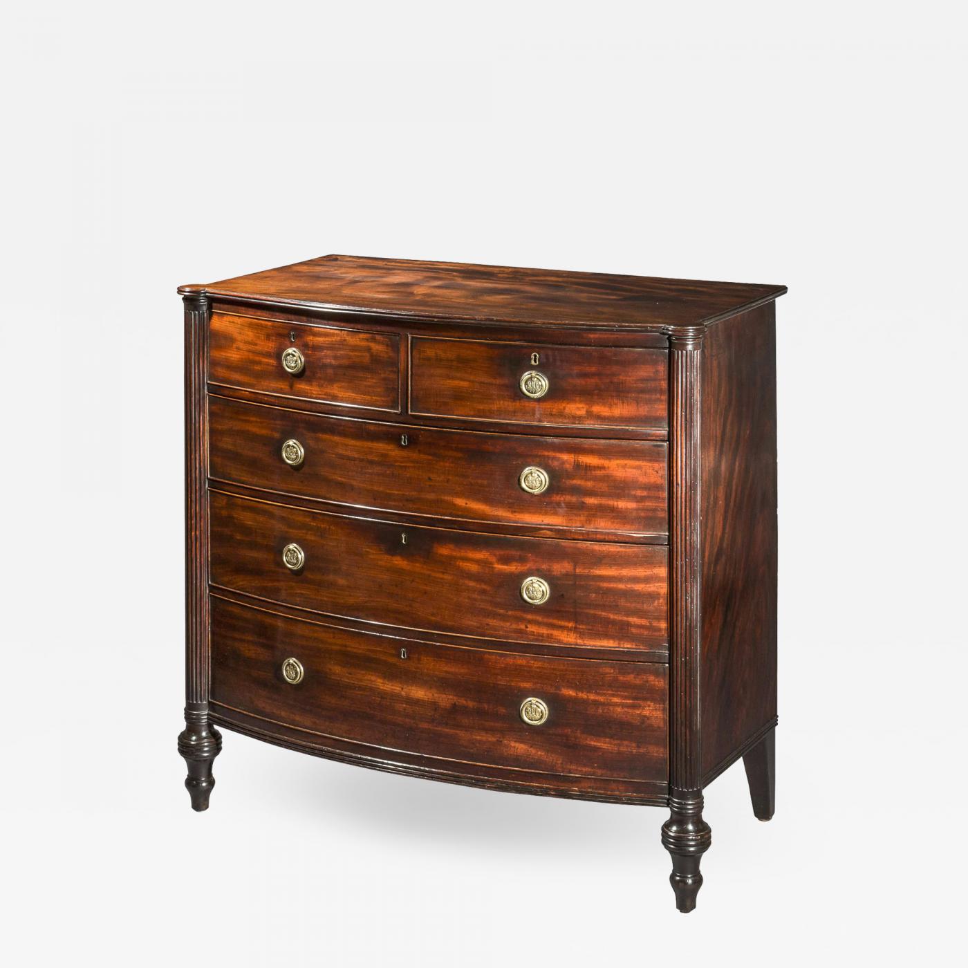 19th Century Regency Irish Bow Front Chest Of Drawers