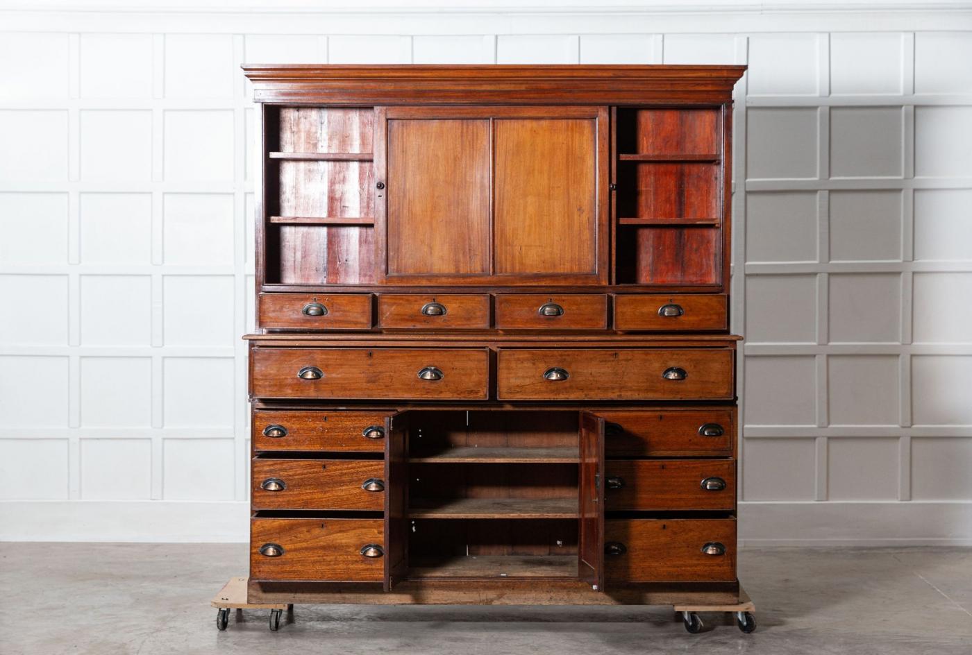 19thC English Mahogany Housekeepers Cupboard