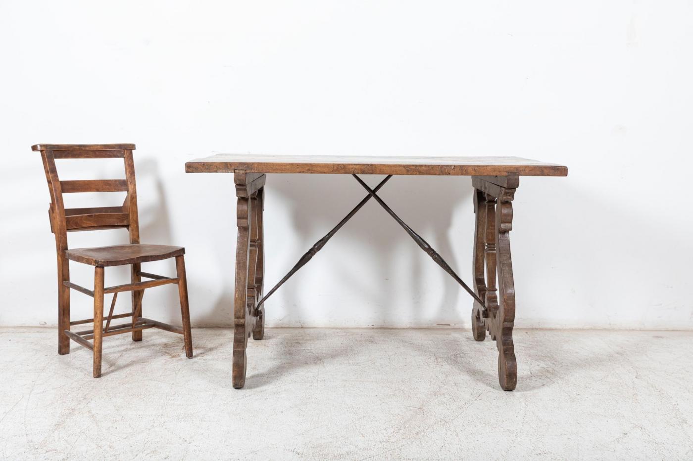 19thC Spanish Walnut Trestle Table