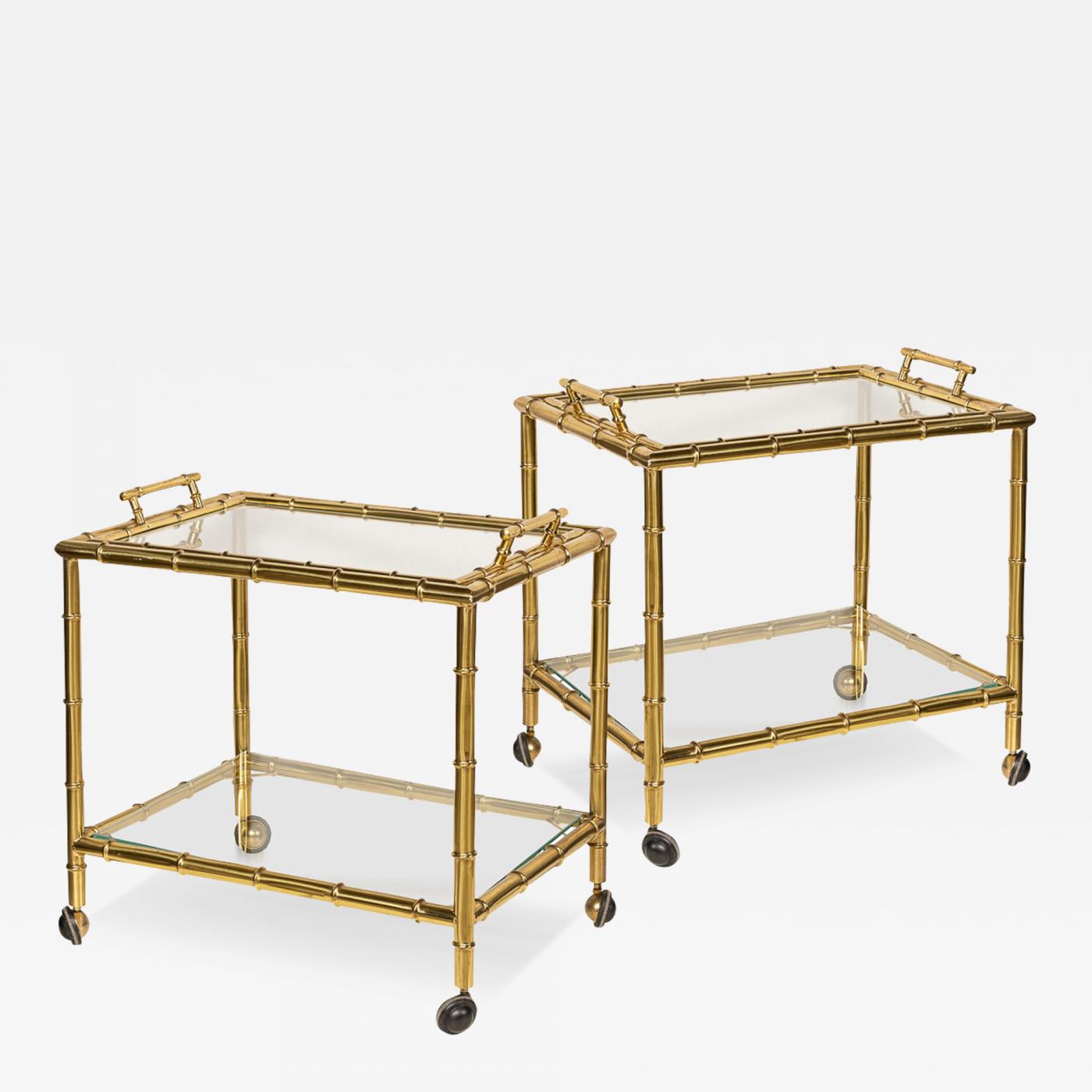 Faux Bamboo Brass Drinks Trolley, 1970s