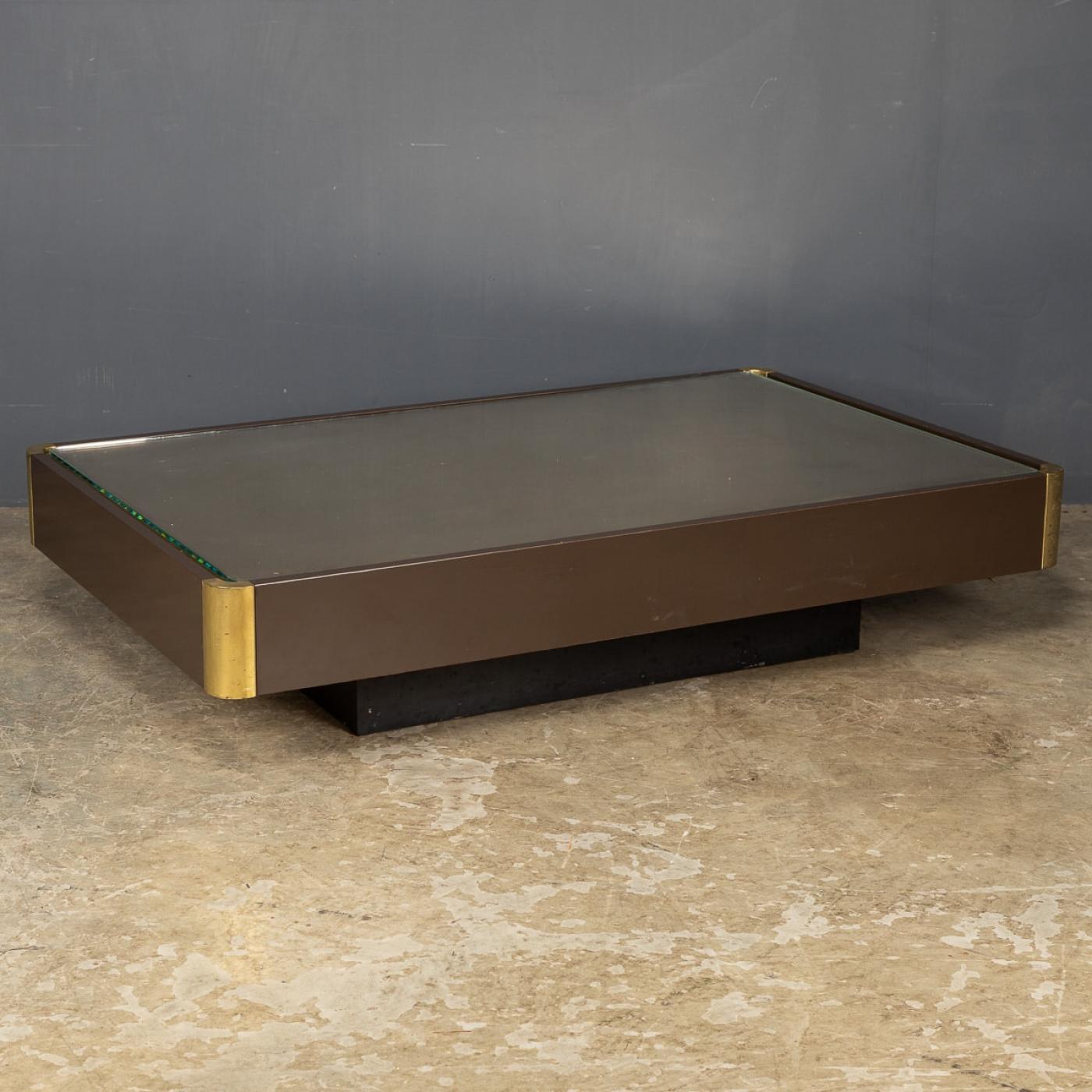 20th Century Italian Brass Top Coffee Table By Willy Rizzo, C.1970