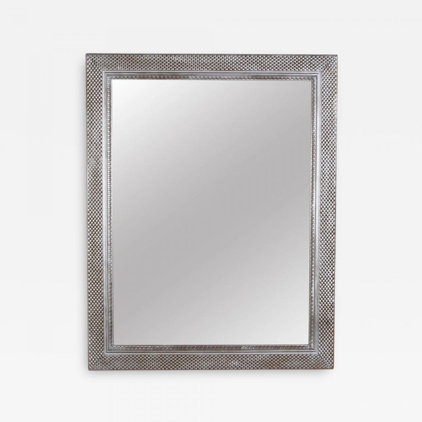 20th Century Silvered Basketweave Console Mirror with Beveled Plate