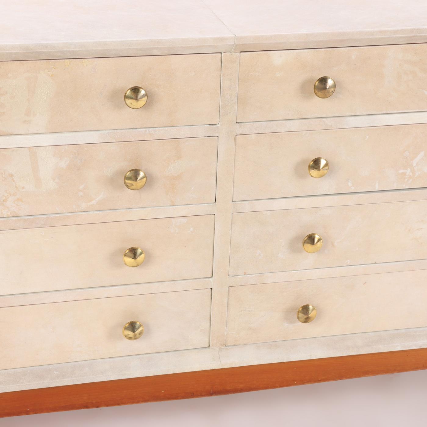 A Mid century Modern parchment covered dresser. Circa 1960.