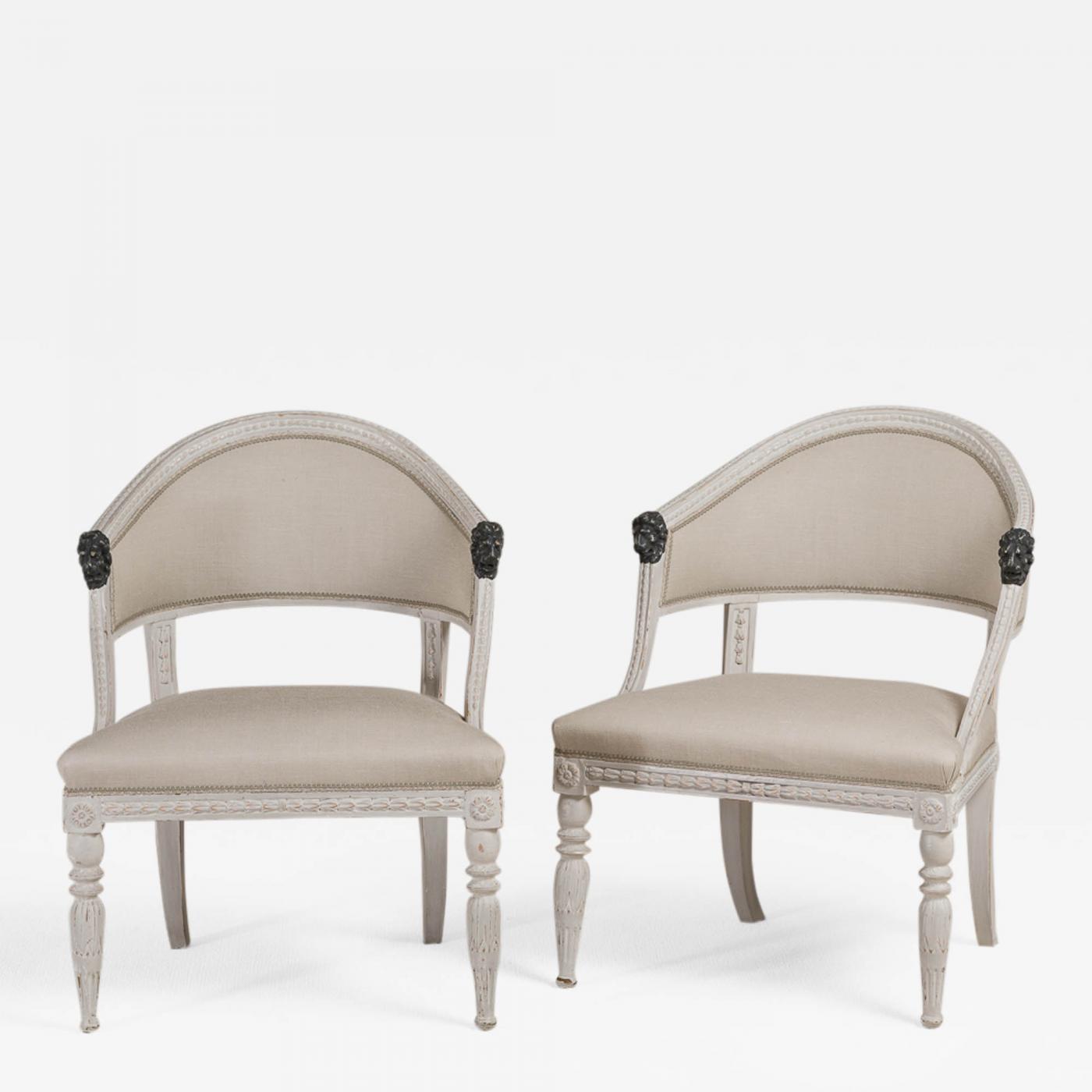 A Pair Of Painted Swedish Empire Armchairs Circa 1800 with 1800 Armchairs