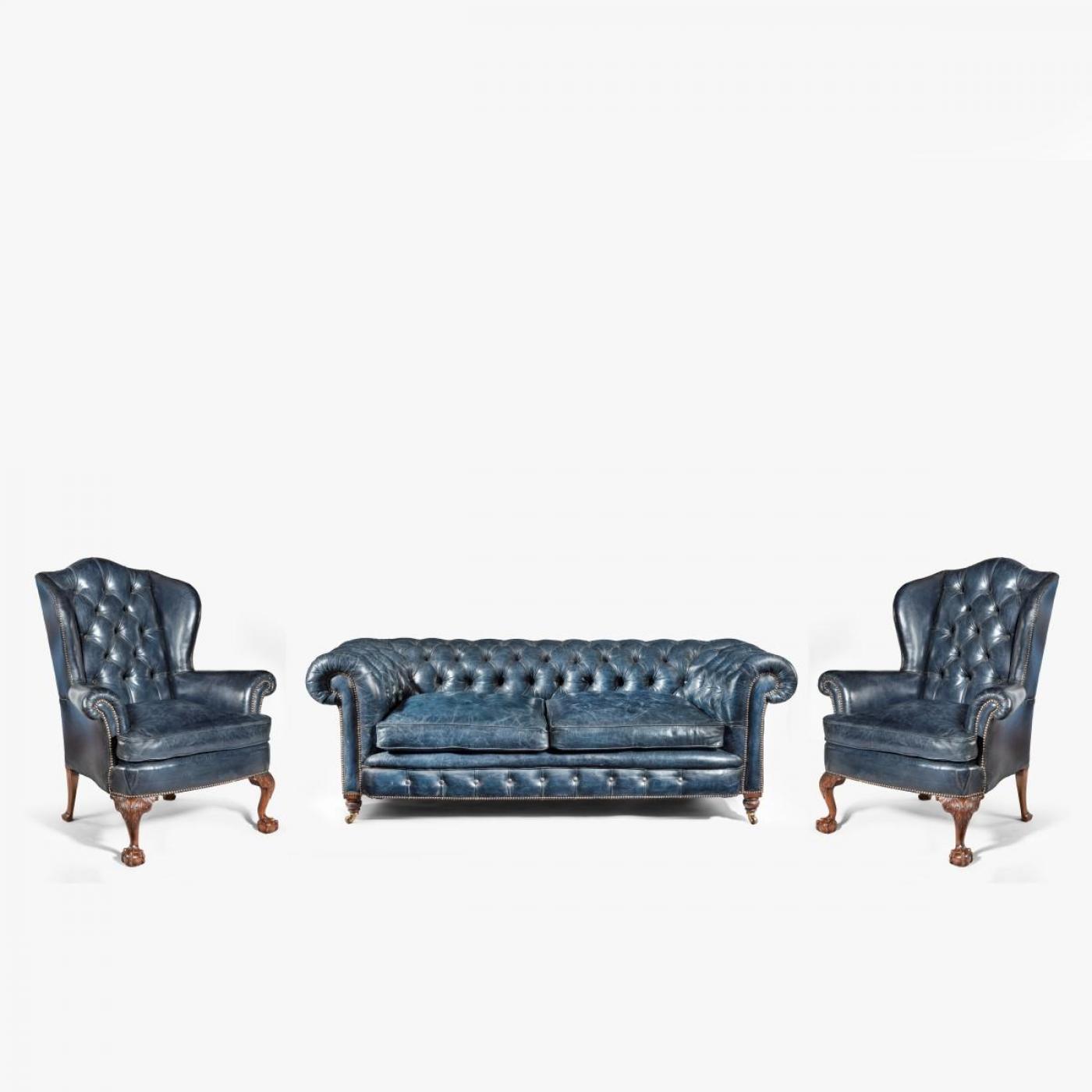 A Victorian 2seater leather Chesterfield sofa