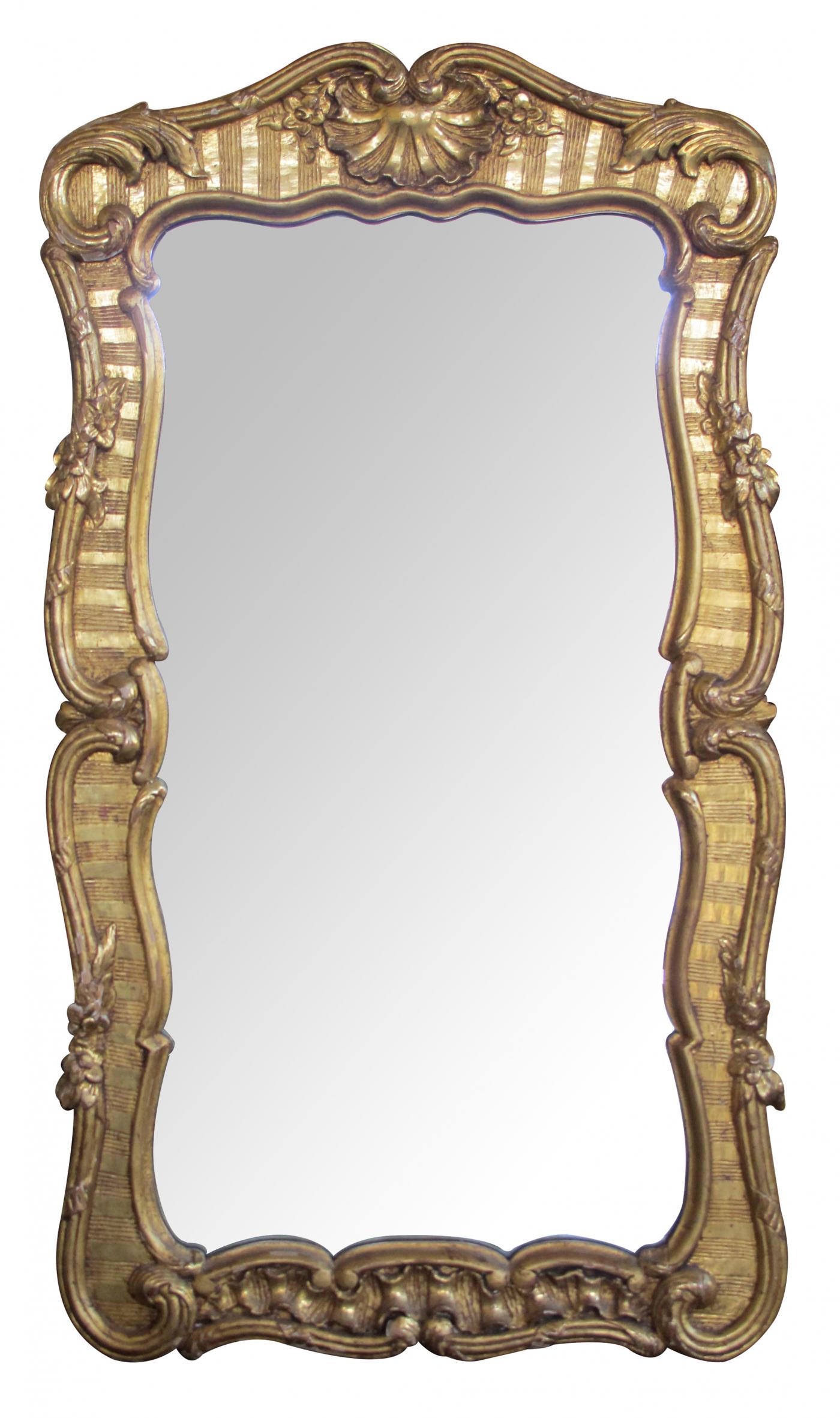A WellCarved English II Baroque Style Gilt Wood Mirror