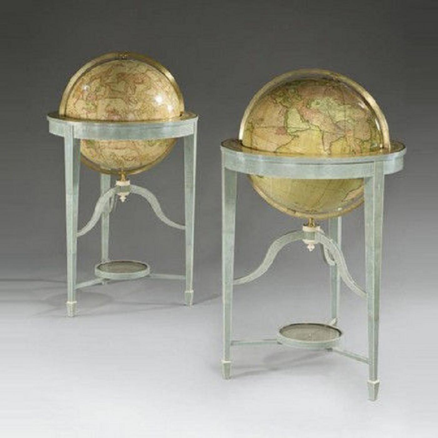 Cary's A pair of 21" contemporary library floorstanding globes