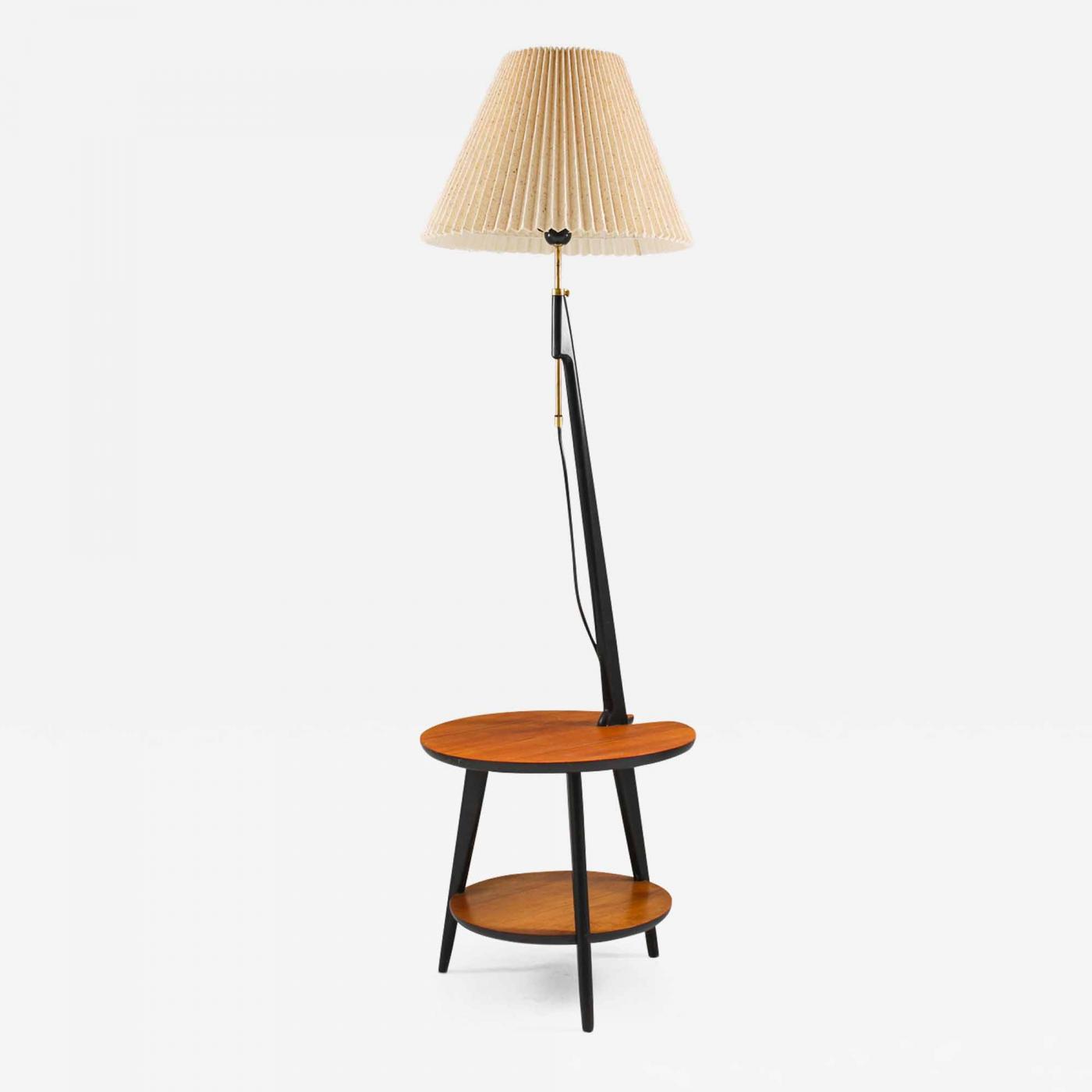 mid century floor lamp with table