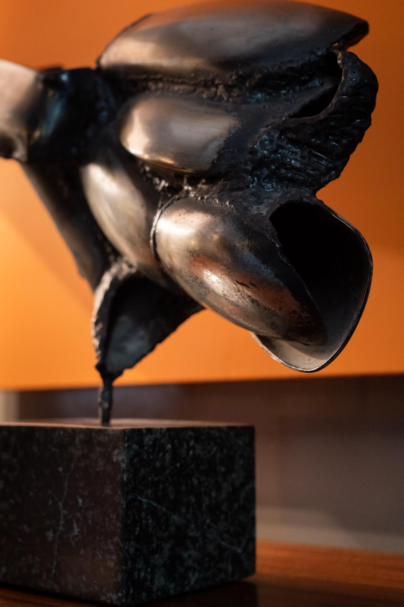 Abstract Sculpture in Burnt, Burnished Metal, Germany, 1950s