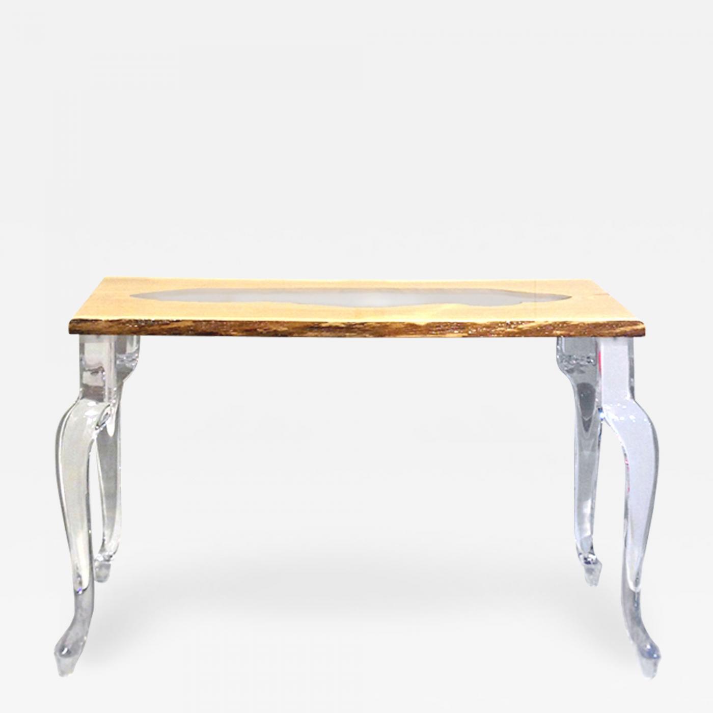 acrylic and wood console table