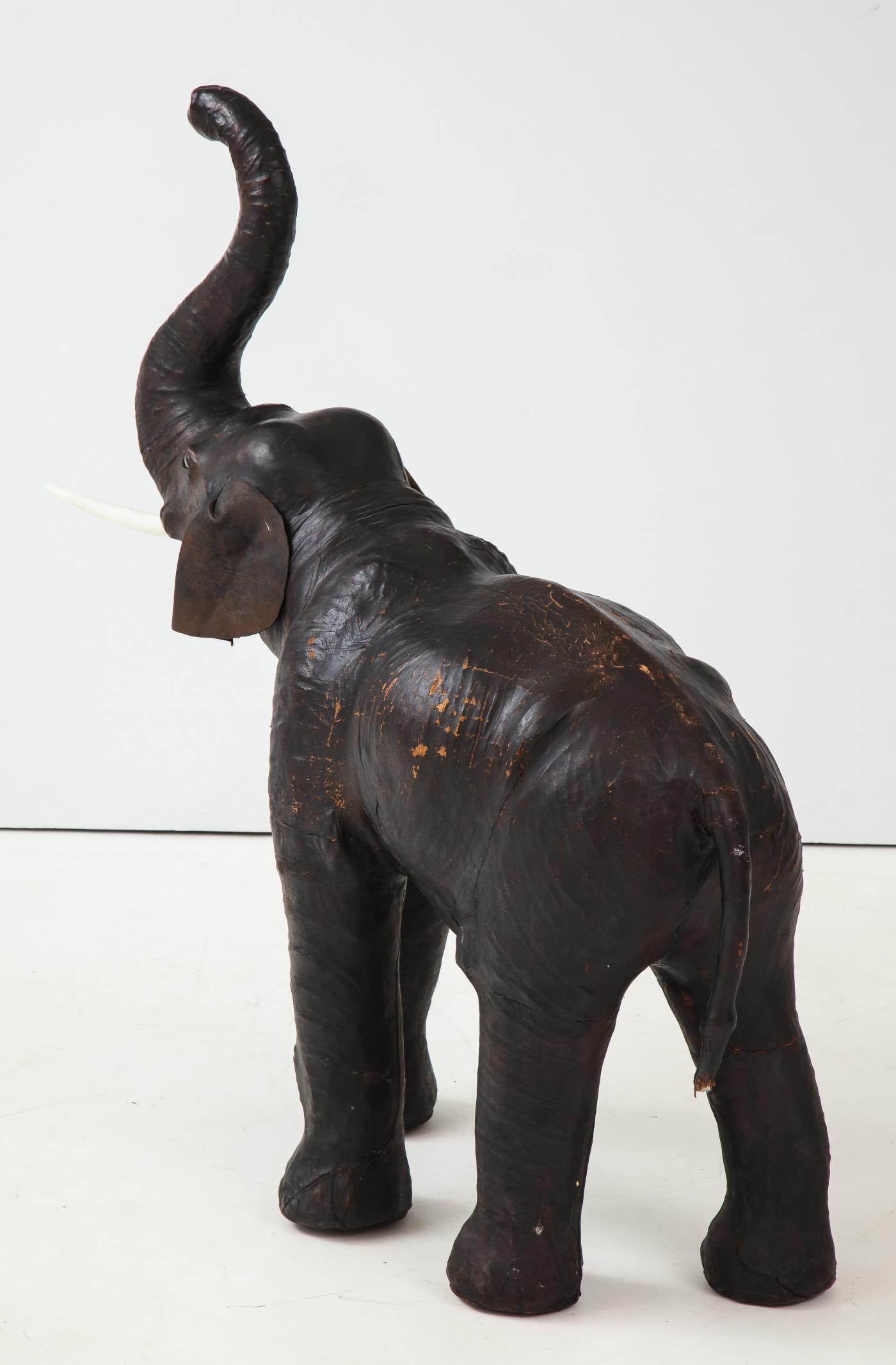 Aged Leather Elephant Statue