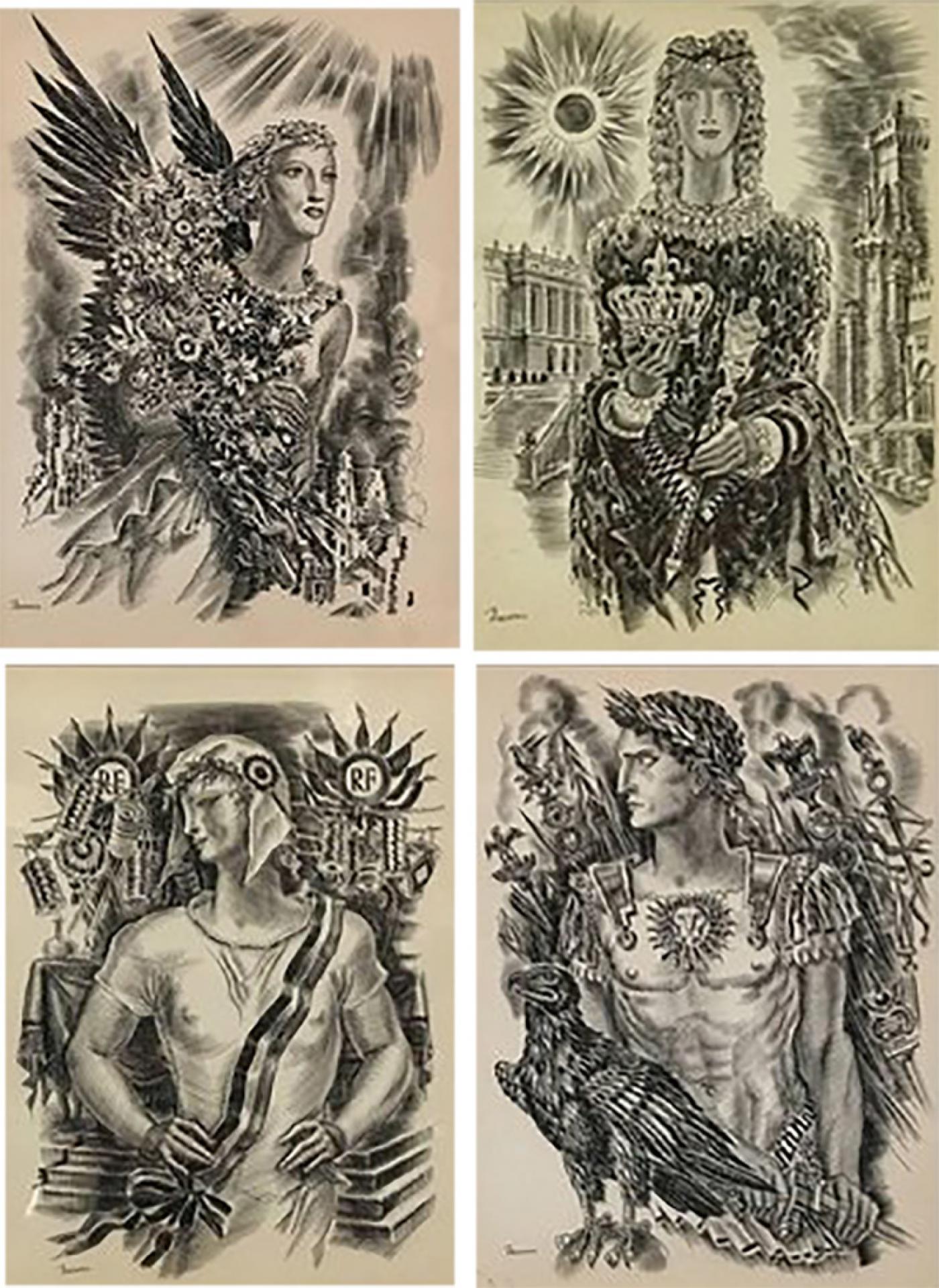 Albert Decaris Set Of Four Burin Engravings By Albert Decaris