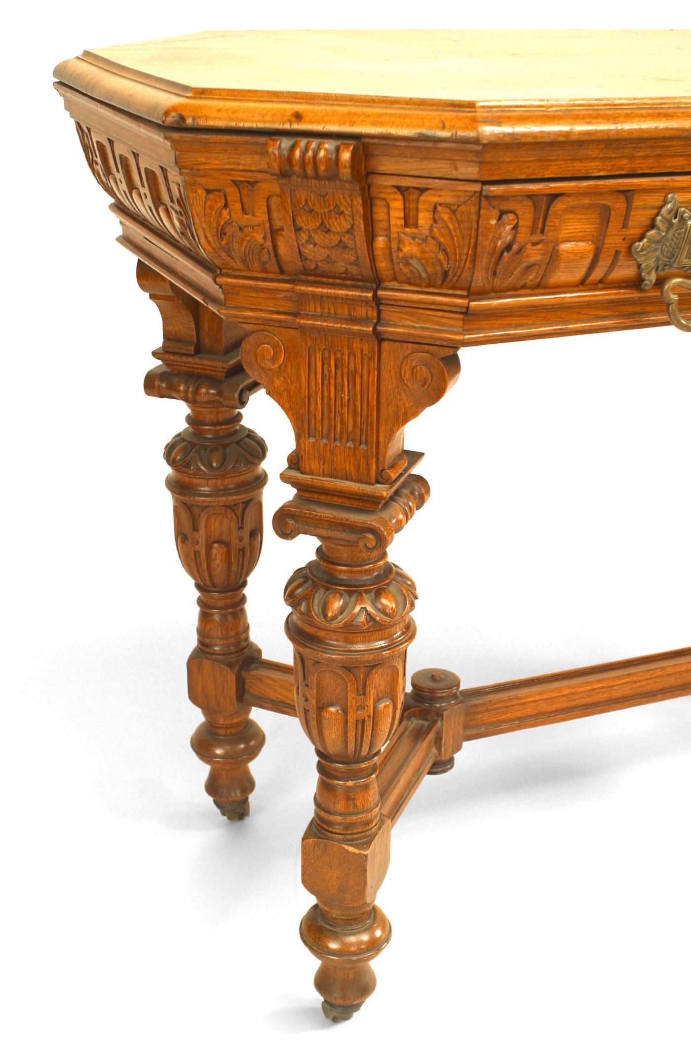 American Renaissance Revival Victorian Oak End Table