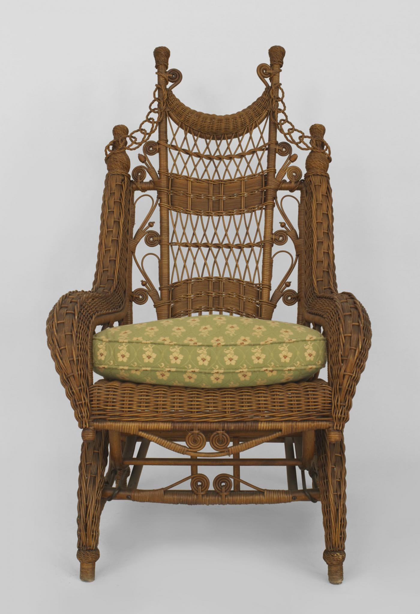 Heywood-Wakefield - American Victorian Natural Wicker Ornate High Back ...