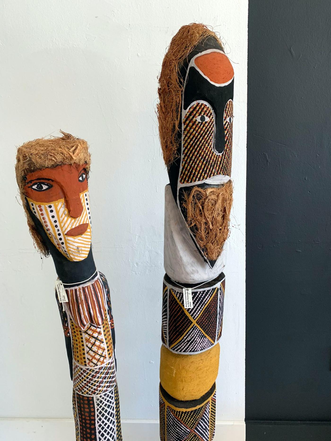 An Australian Aboriginal Primordial Ancestor Couple Statue From Tiwi Island