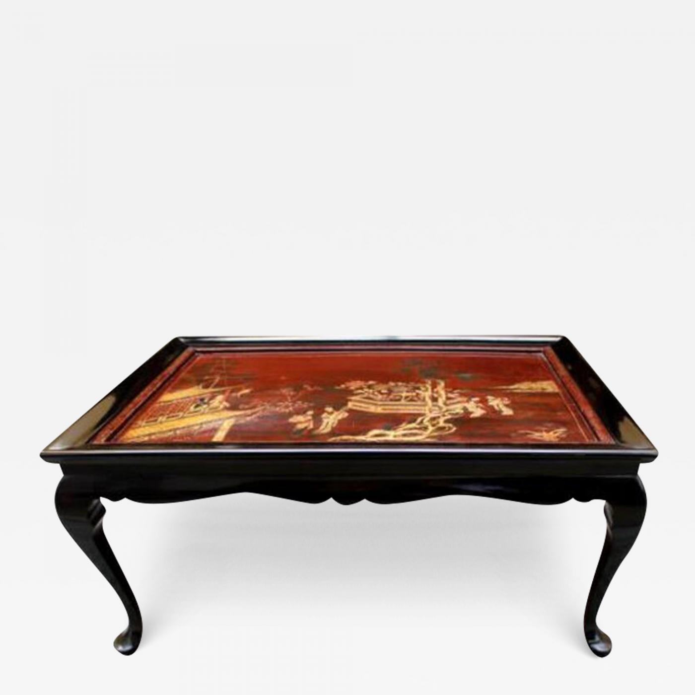 An Impressive 19th Century English Chinoiserie Tray Inset Coffee Table