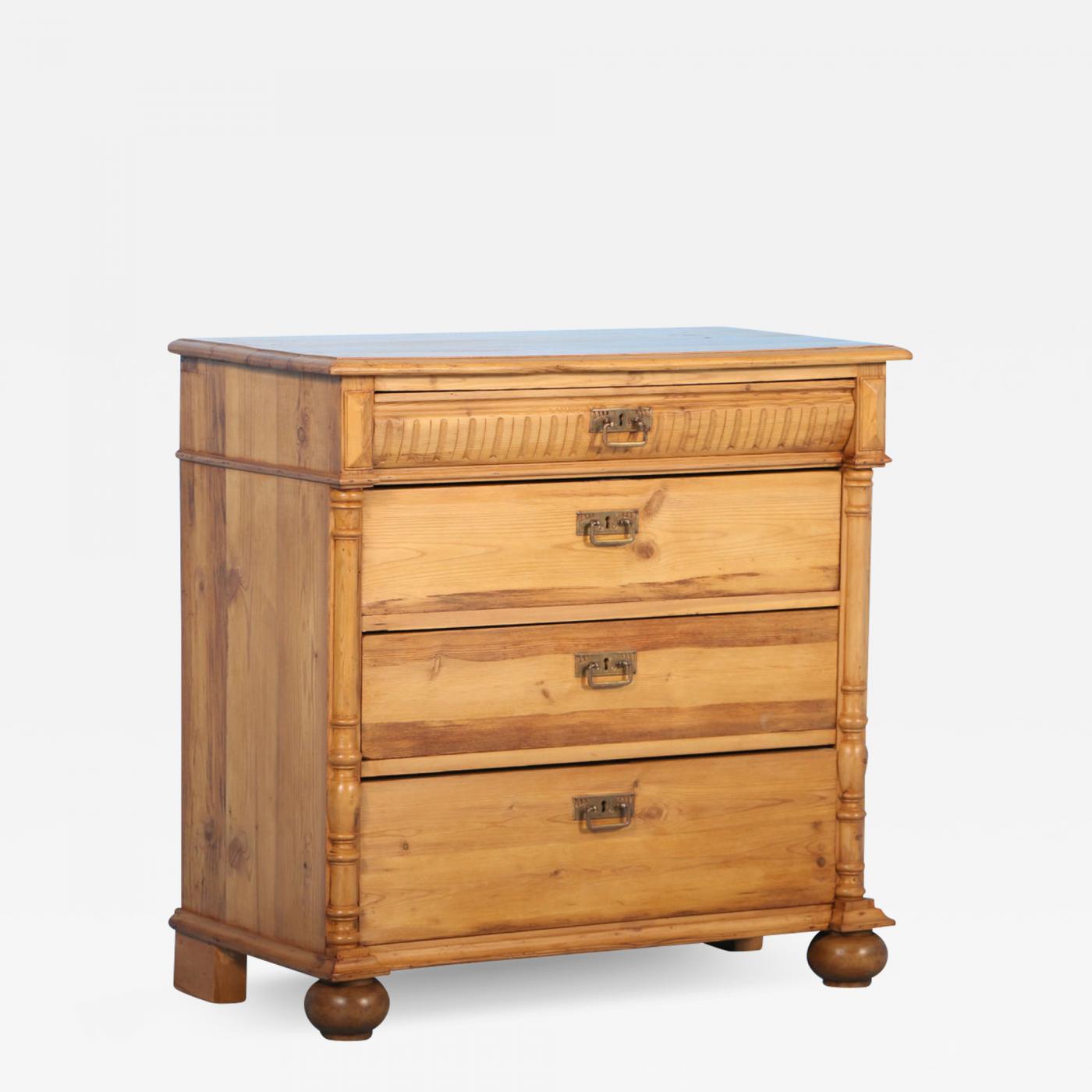 Antique 19th Century Danish Pine Chest Of Drawers