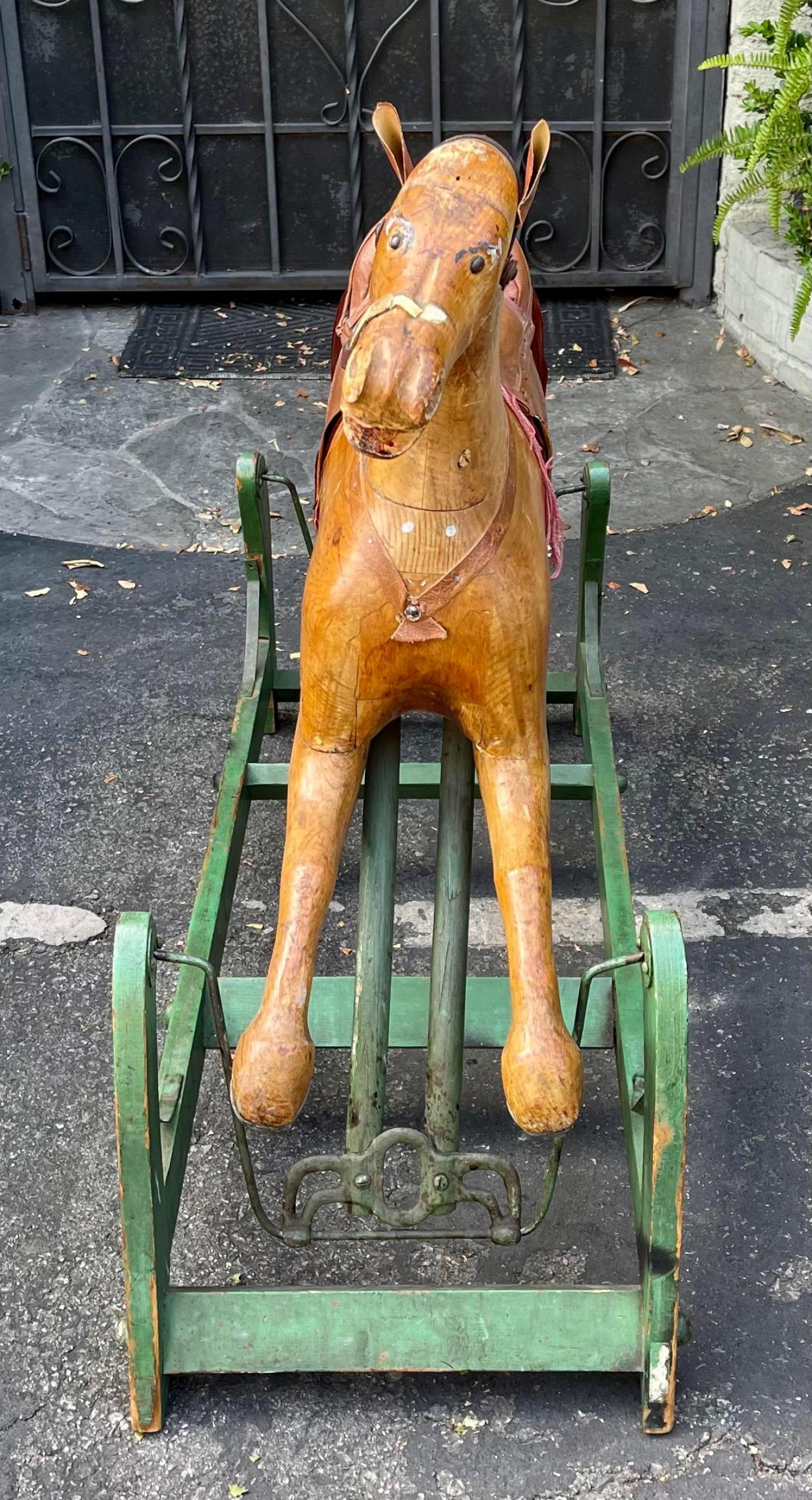 Antique American Folk Art Rocking Horse Interior Design Statement