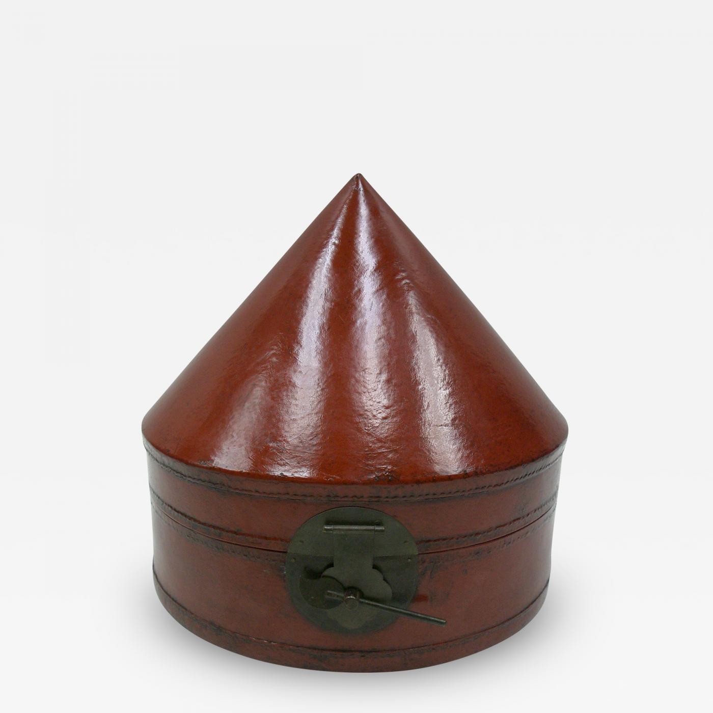 19th C. Chinese Molded Leather Hat Box - Zentner Collection