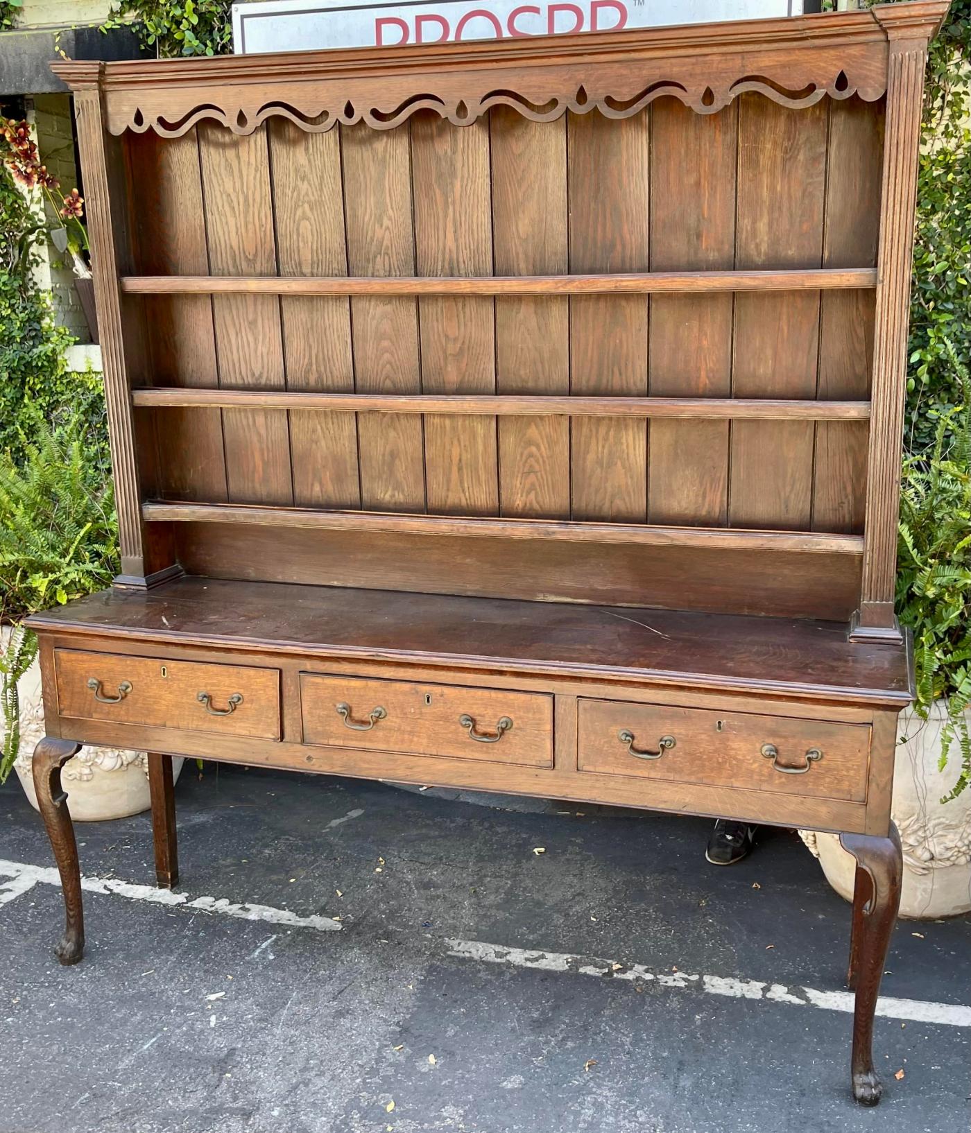 Antique Early 19th C English Oak Welsh Dresser