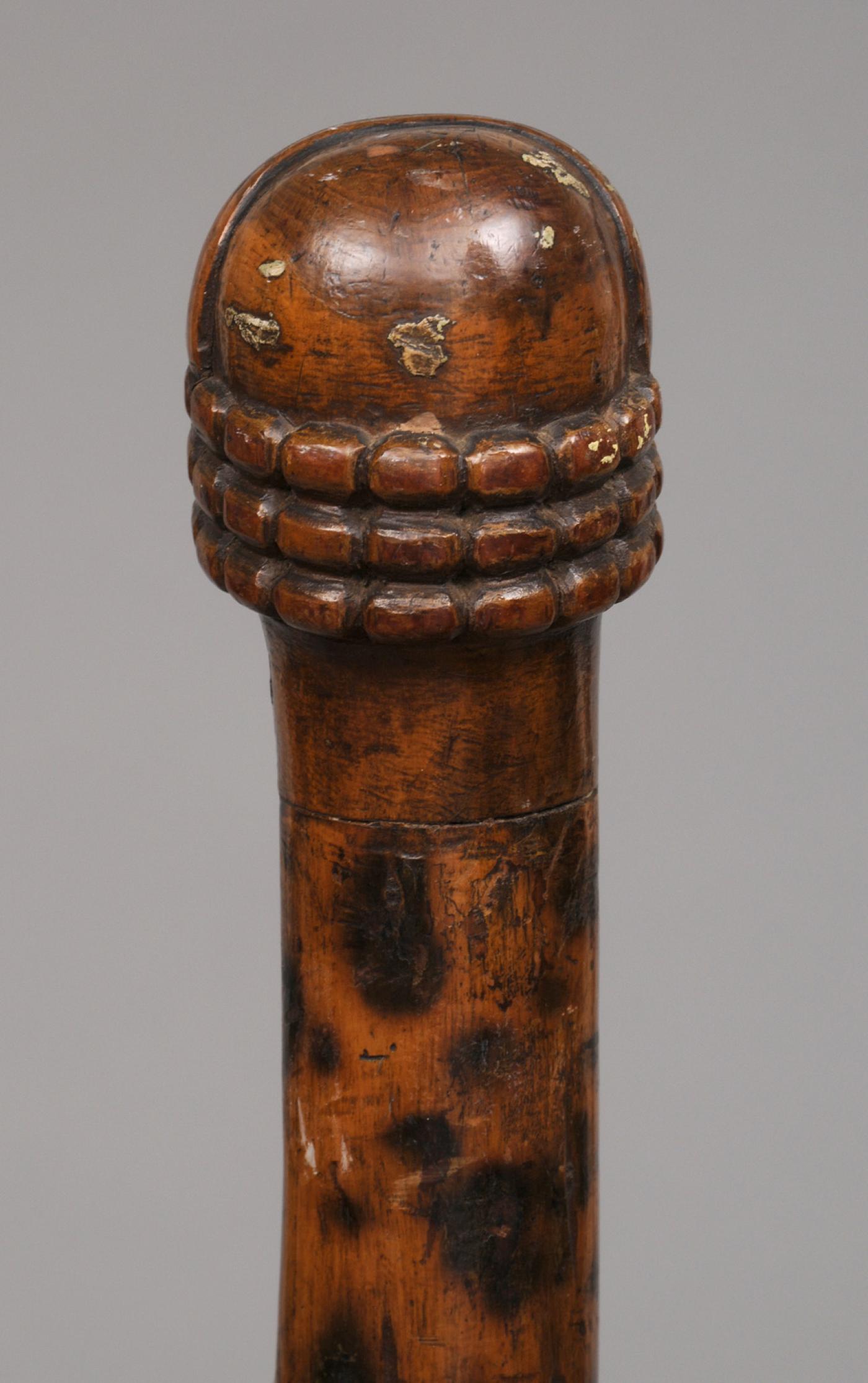 Antique English Yew Wood Folk Art Walking Stick