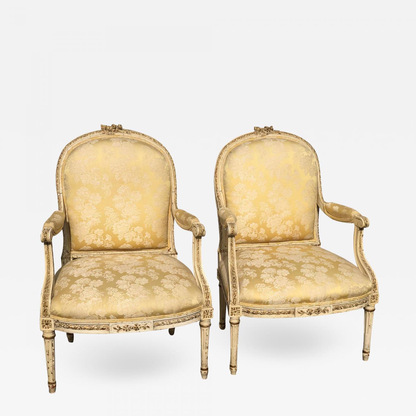 Pair of French 19th Century Gold Gilt Louis XV Armchairs