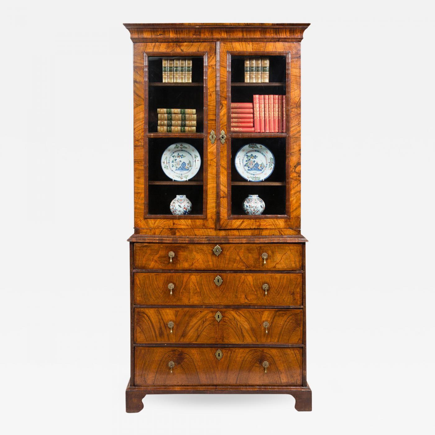 Antique George I Walnut Secretaire Bookcase