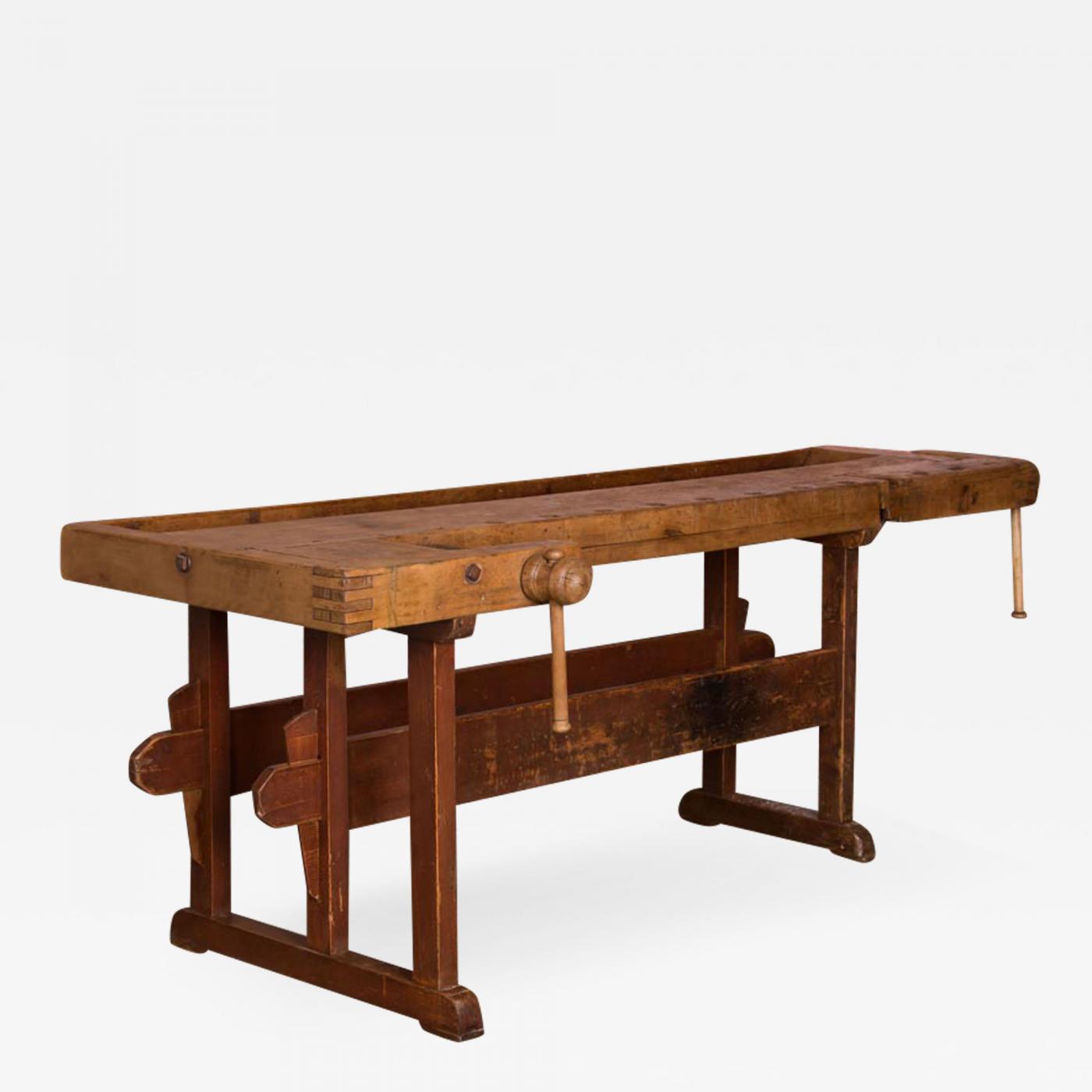 Antique Hungarian Carpenter S Workbench Console Table