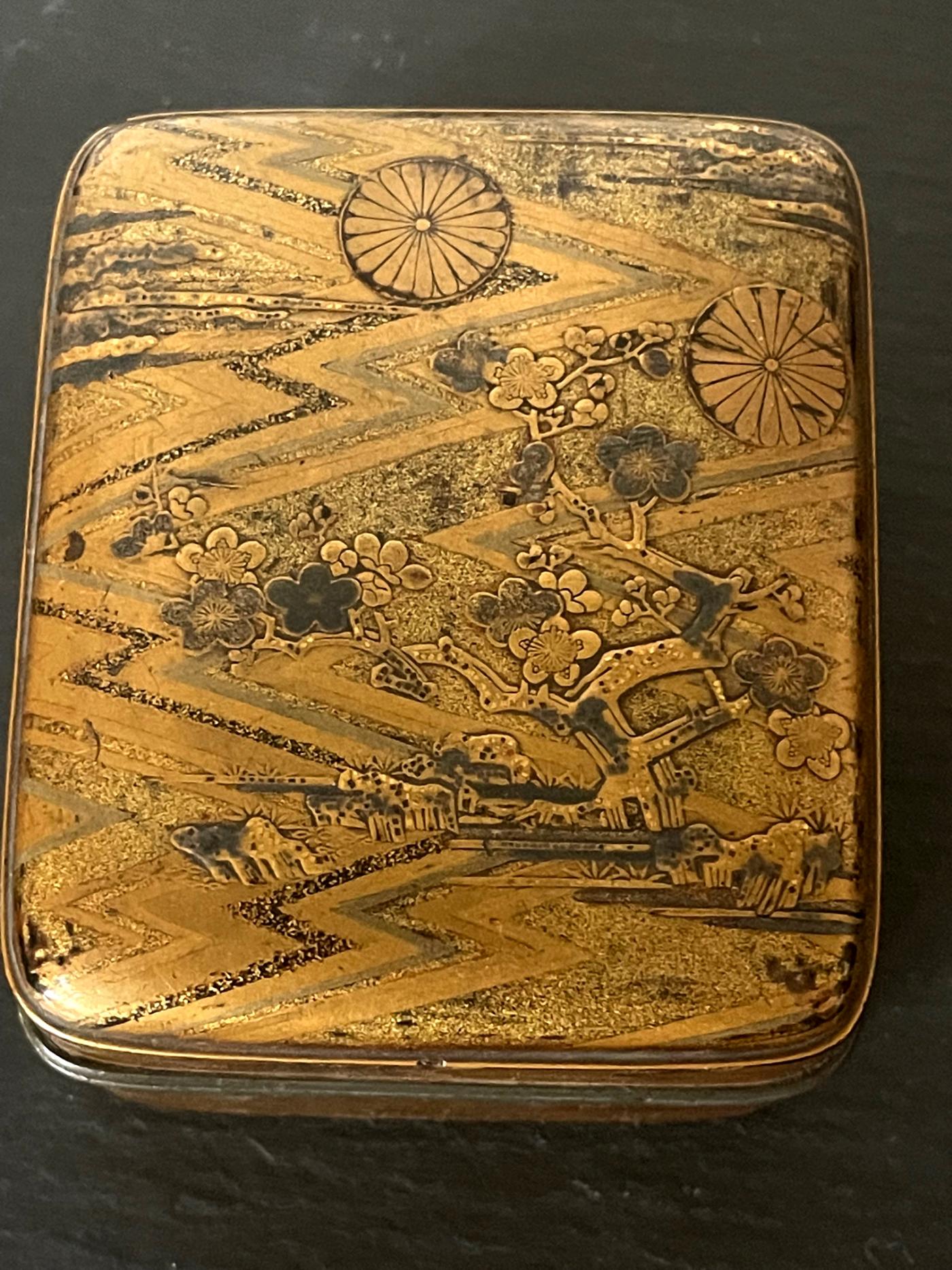 Antique Japanese Lacquered Incense Box Kobako