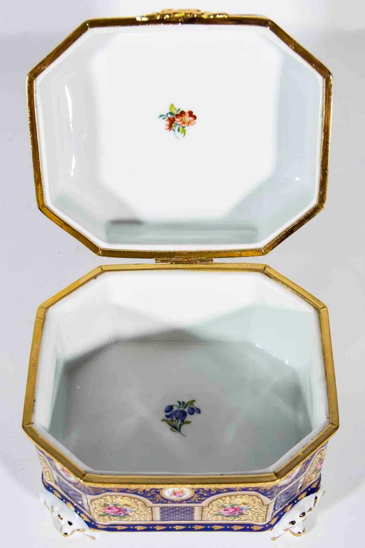 Antique Limoges Porcelain Box with 24Karat Gold Design