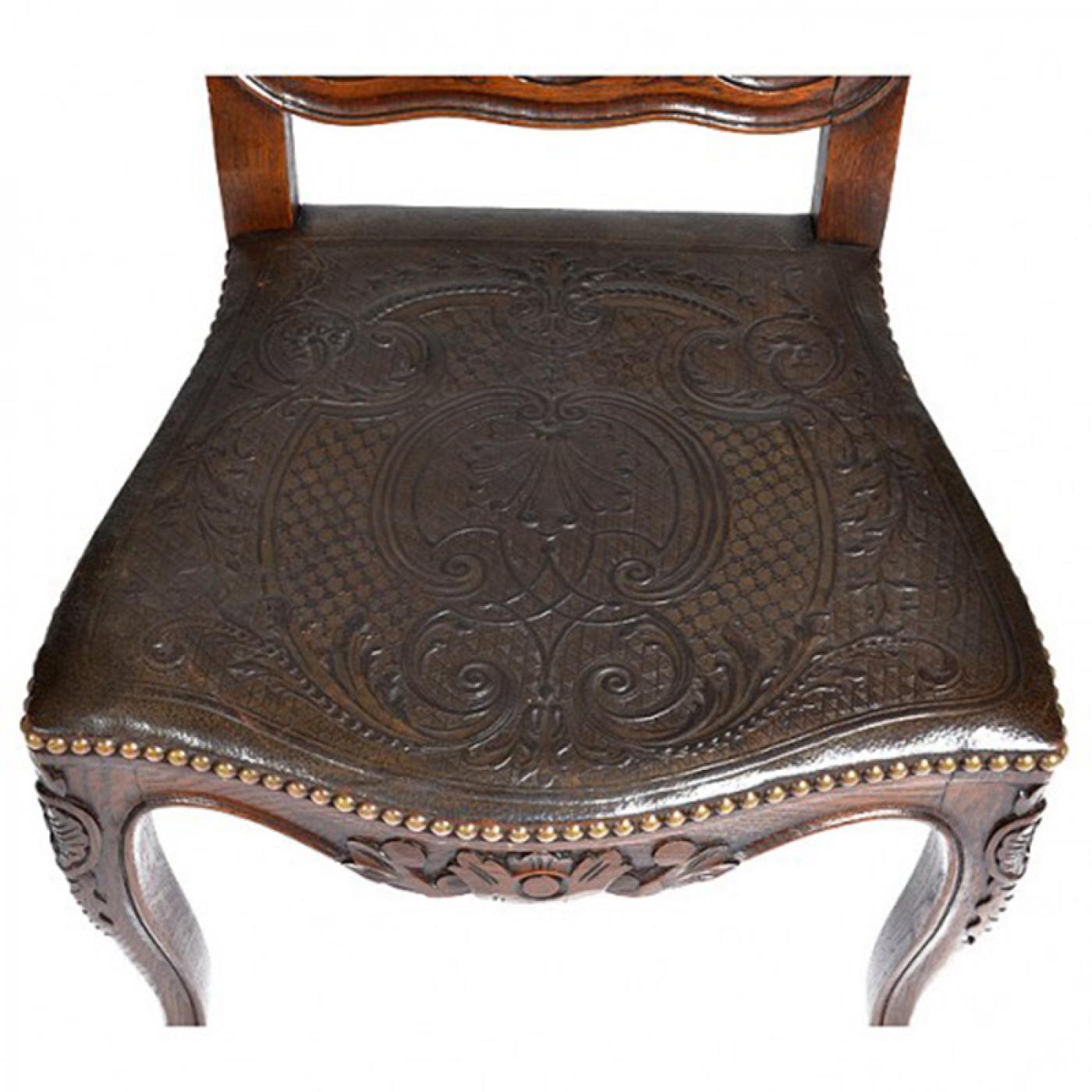 Antique Louis XV Dining Table and Six (6) Chairs, France, 19th Century