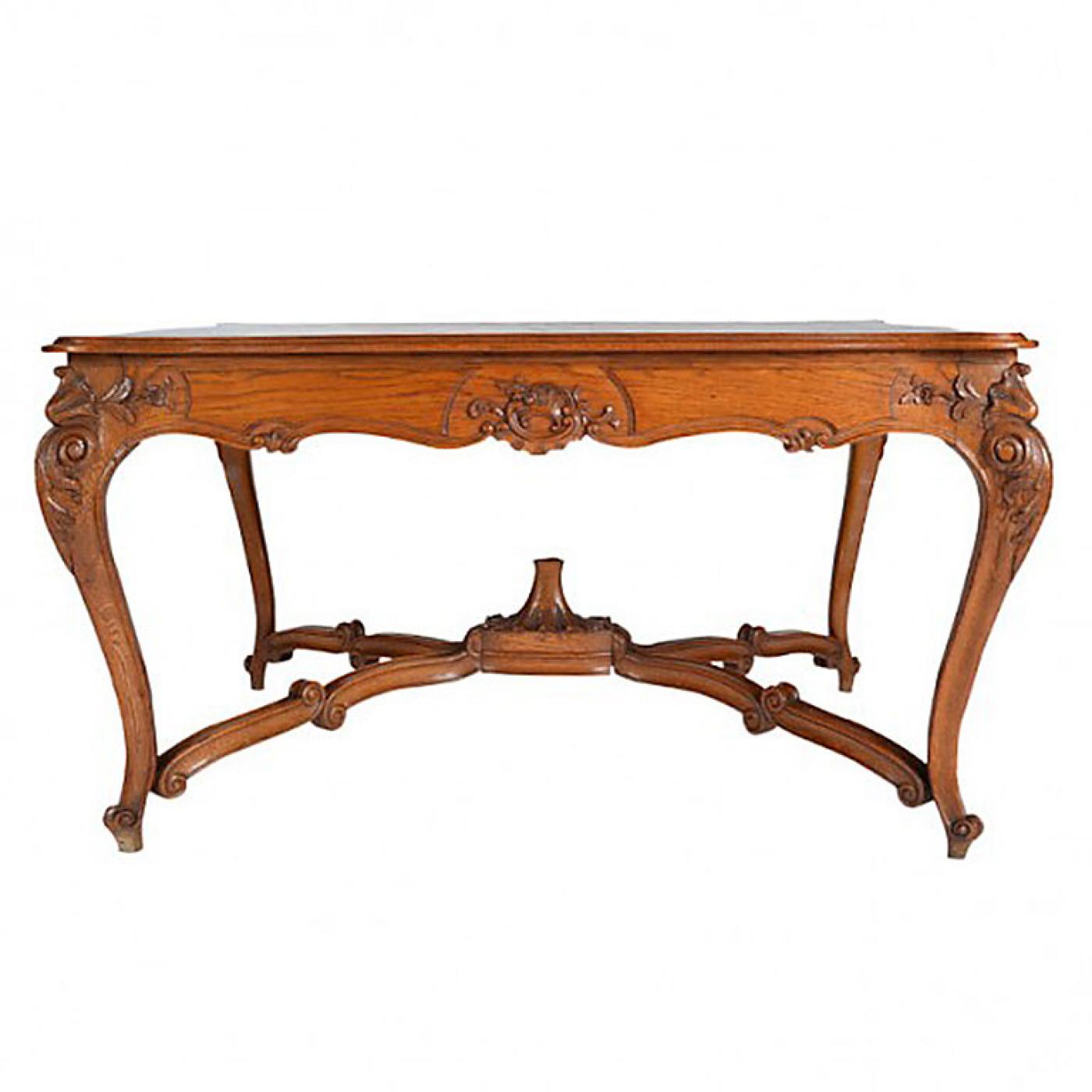 Antique Louis XV Dining Table and Six Chairs