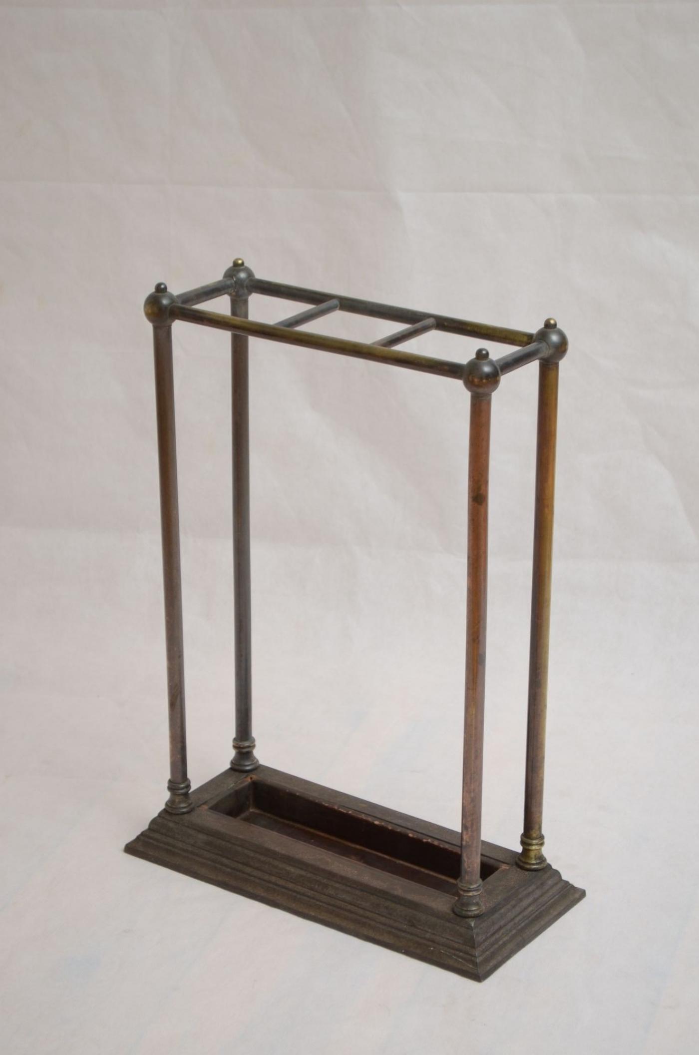 Antique Metal Umbrella Stand of Narrow Proportions