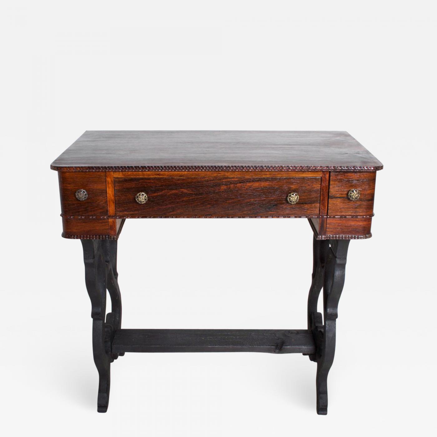 Antique Rosewood Work Table With Drawers Art Deco Period