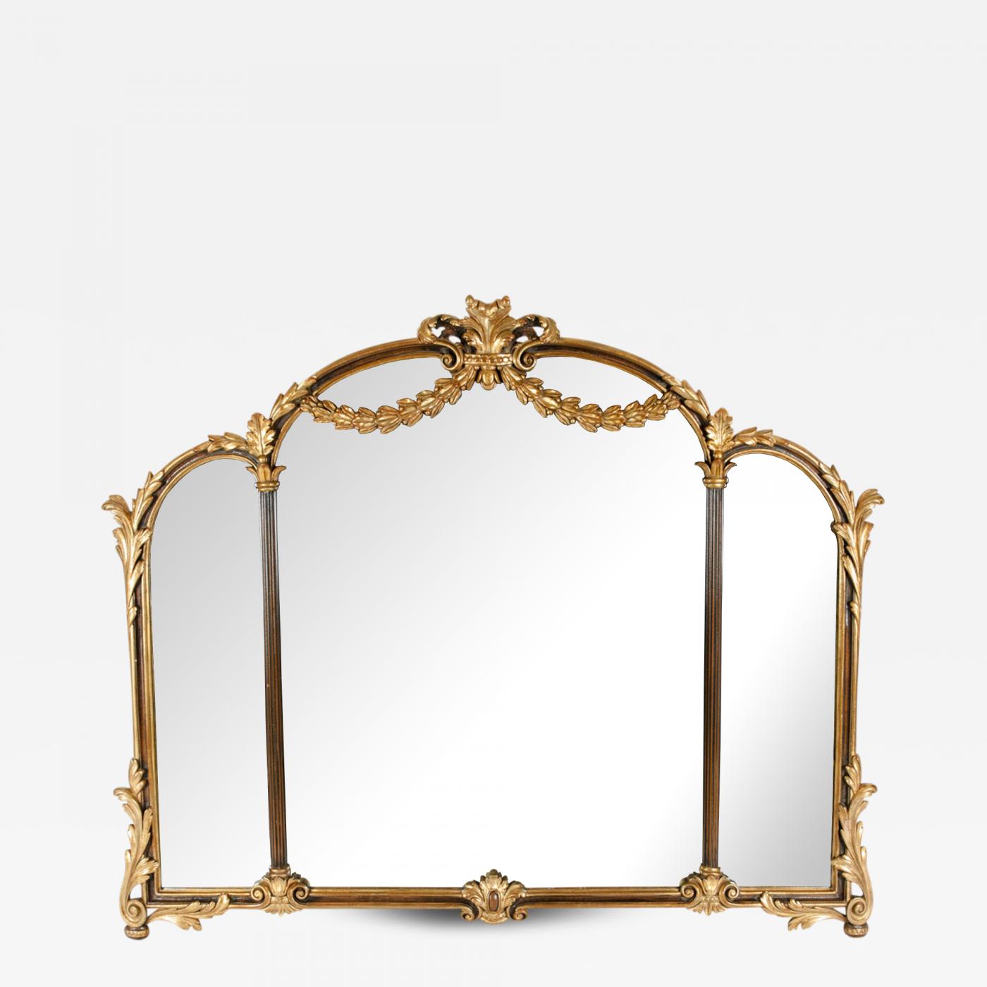 Antique Wood Framed Gilded Bevelled Hanging Mantel Mirror Antique Wood Framed Gilded Bevelled, Antique Brass Mantel Mirror