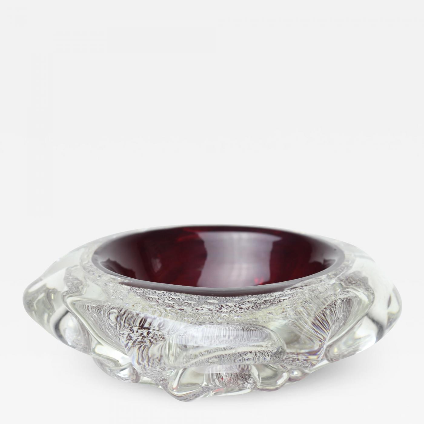 Italian Ruby Red Murano Glass Bowl from Seguso, 1960s