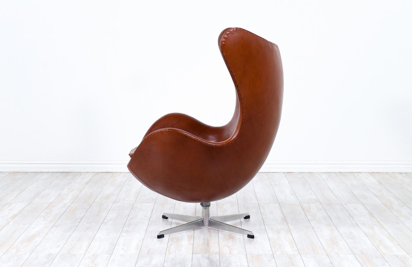 Arne Jacobsen Danish Modern Cognac Leather “Egg” Chair by Arne