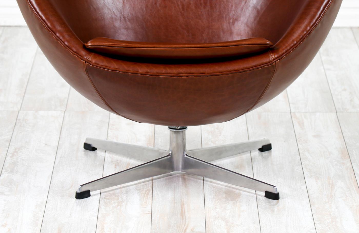 Arne Jacobsen Danish Modern Cognac Leather “Egg” Chair by Arne