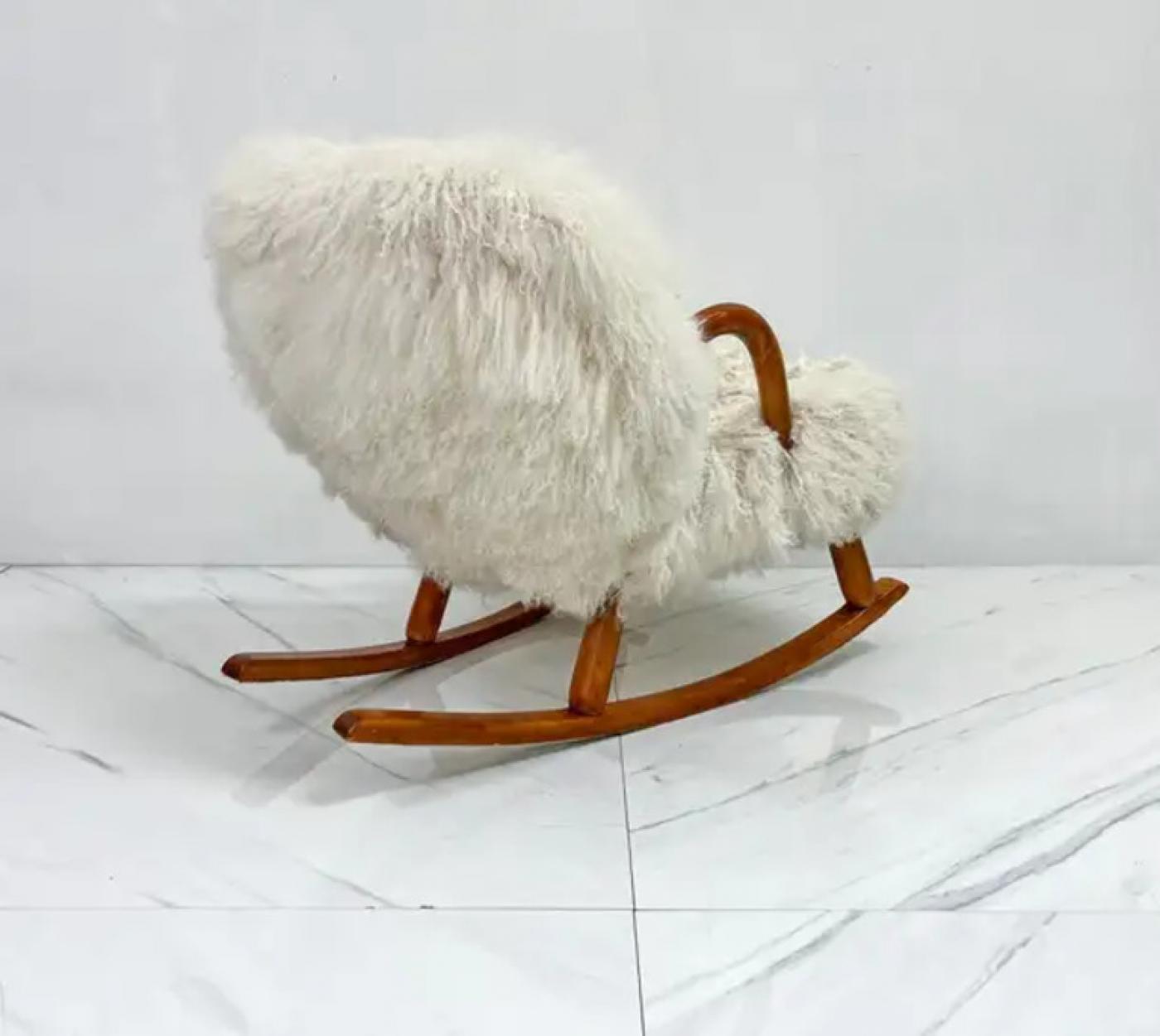 Arnold Madsen - Rocking Clam Chair, Curly Sheepskin by Arnold Madsen ...