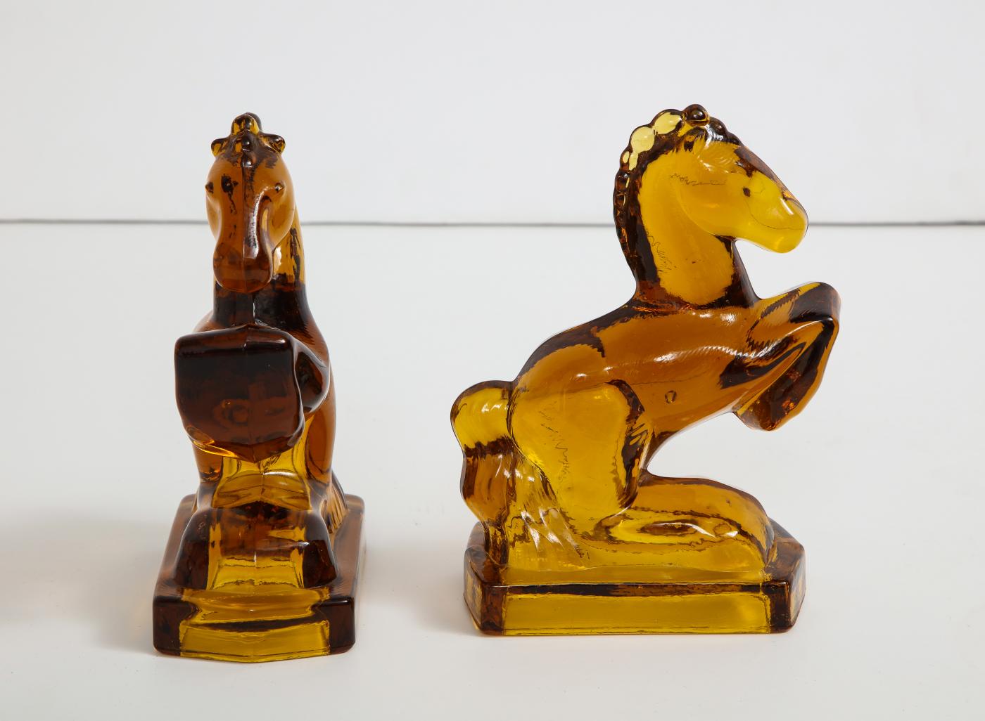 Art Deco Amber Glass Horse Bookends