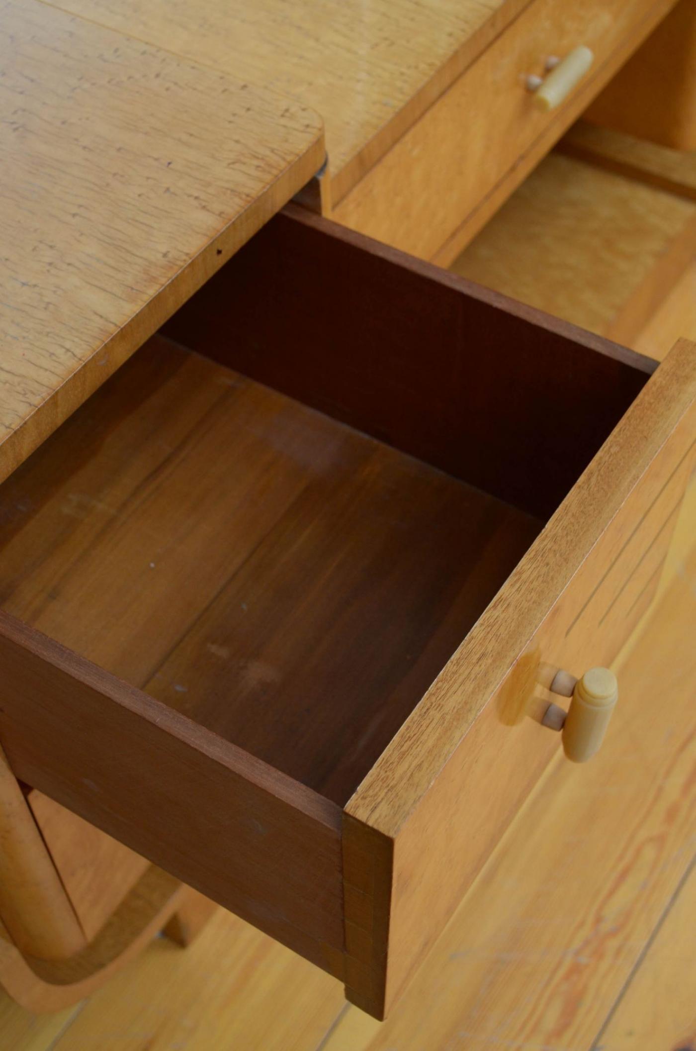 Art Deco Bird's Eye Maple Dressing Table and Stool