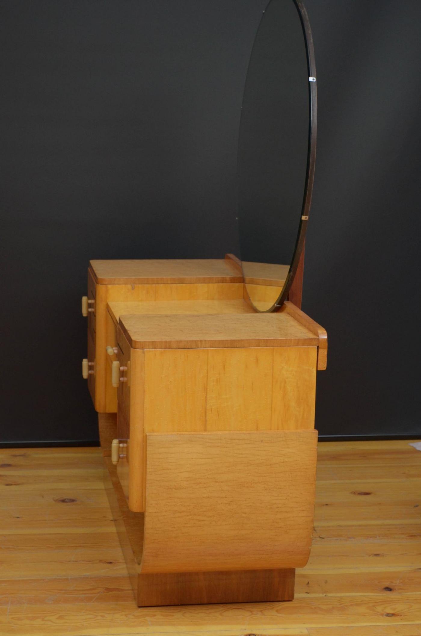 Art Deco Bird's Eye Maple Dressing Table and Stool
