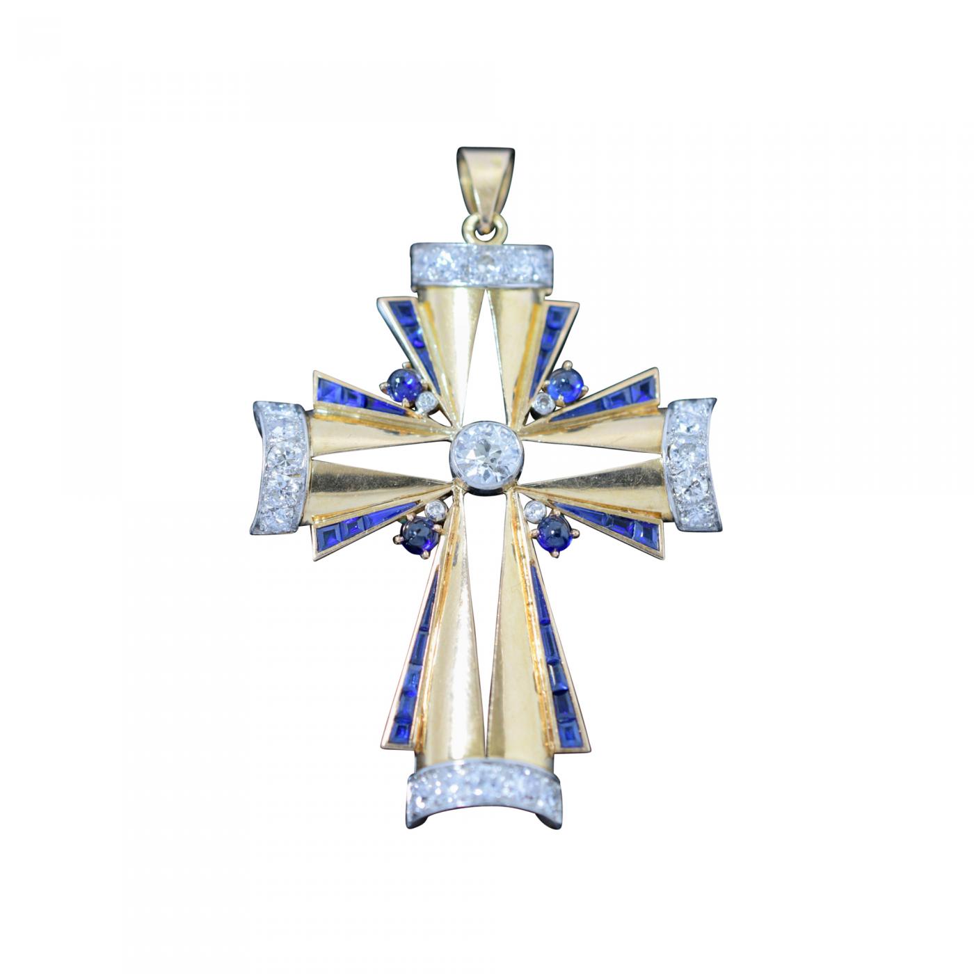 The Holy Bible / Biblical - Art Deco Jeweled Cross Pendant