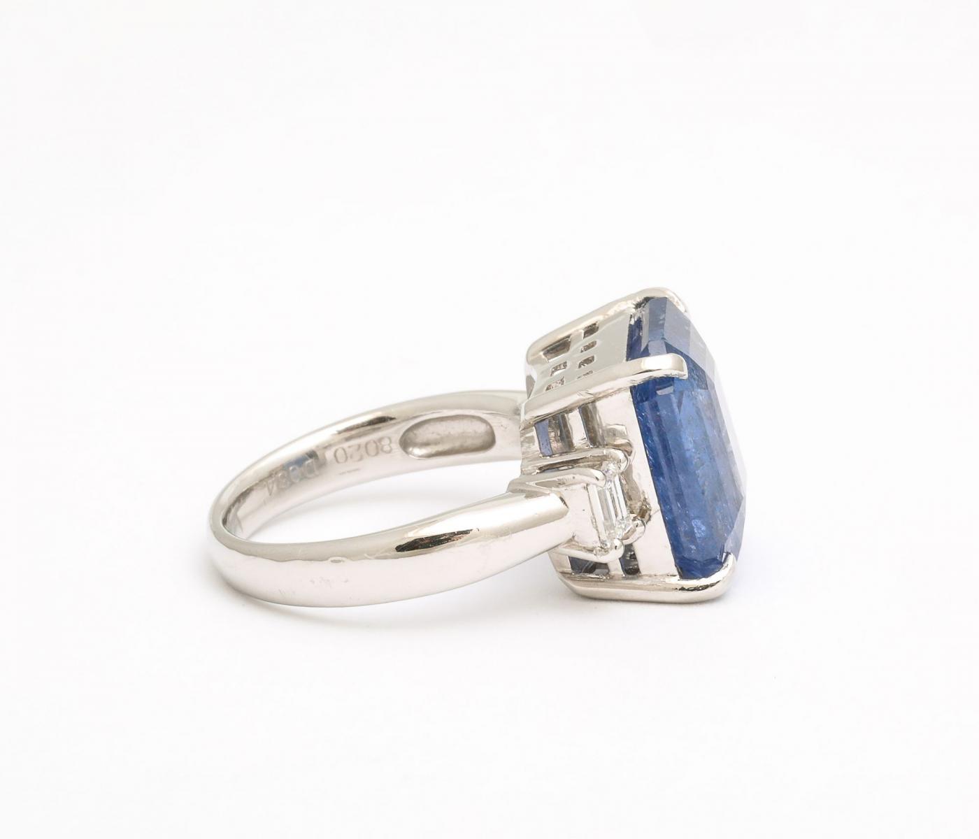 Art Deco Octagonal 10 ct Ceylon Sapphire Engagement Ring with Diamond ...