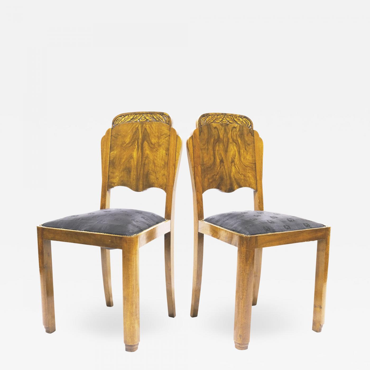 Art Deco Pair Of Chairs With Horse Hair Upholstery