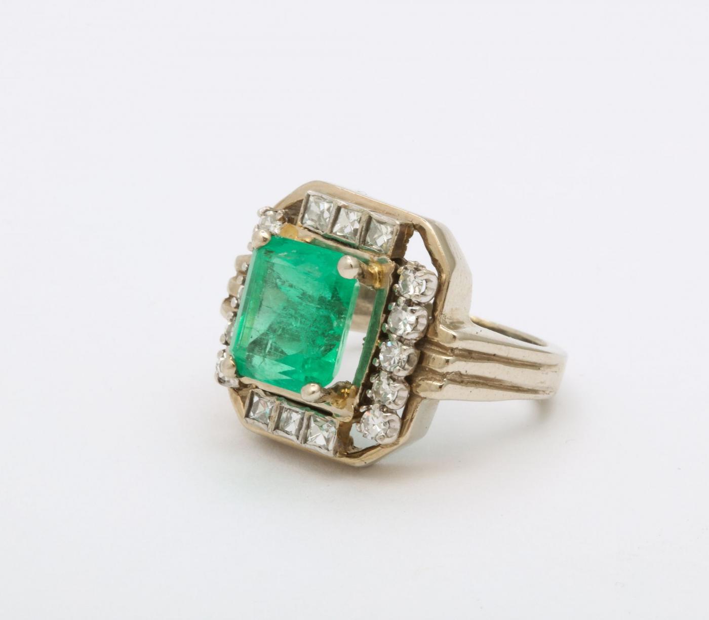 Art Deco Square Cut Emerald Ring